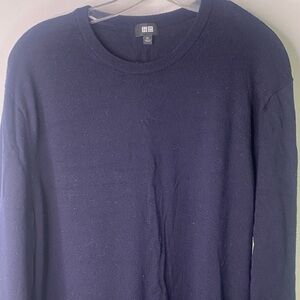 UNIQLO 100% Wool Men's Size XL Dark Navy Crewneck Pullover - 1339